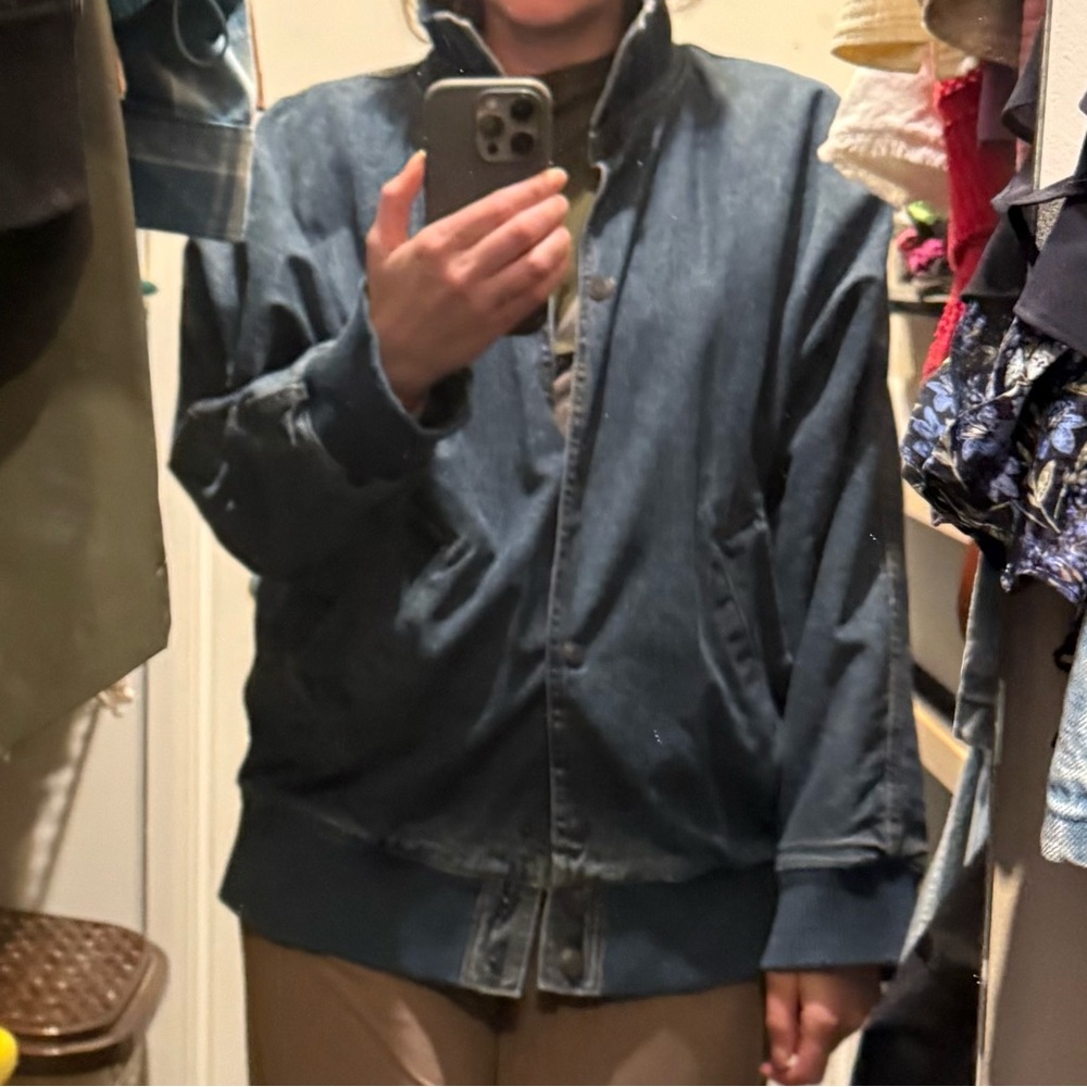 Zara Dark Blue Denim Bomber Jacket - Picture 6 of 7